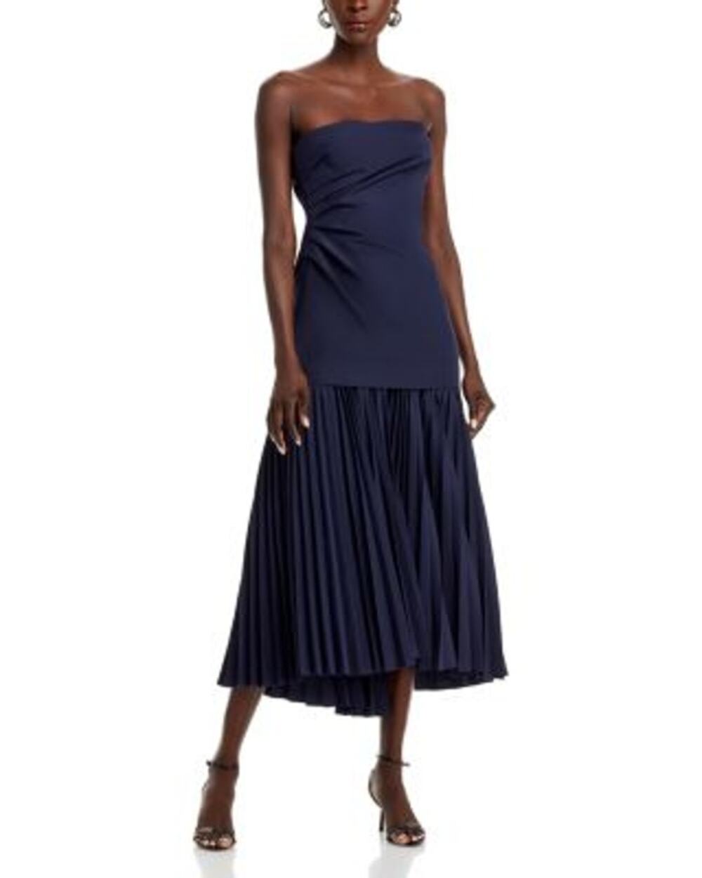 A.L.C. Austin Navy Strapless Pleated Maxi Dress Size 10 Glam